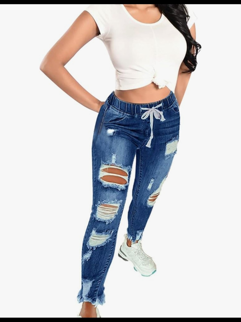 KUNMI High-Rise Skinny Distressed Stretch Jeans - Size: 2XL - NWOT